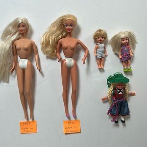 Vintage collectible Barbie dolls 1976 1998 and vintage Kelly Tommy 1990s